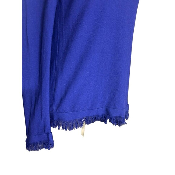 Ann Taylor Purple Knit Sweater Long Sleeve Fringe Cuff Hem Viscose Pullover M - Picture 3 of 6